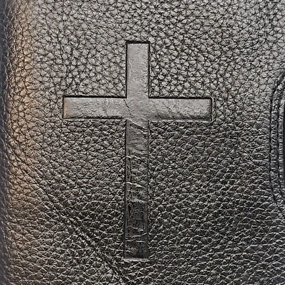 Cutter & Buck Passport Wallet Organizer Religious Cross Black Leather  6